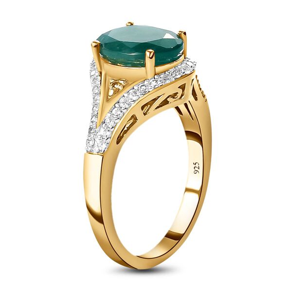 Grandidierit und wei&szlig;er Zirkon-Ring, 925 Silber vergoldet (Gr&ouml;&szlig;e 20.00) ca. 3.19 ct image number 4