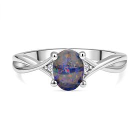 Boulder Opal Triplett und Zirkon Ring - 0,77 ct.