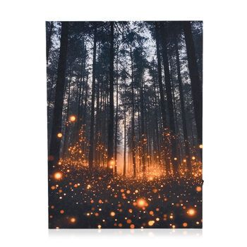 LIVMORE Stadt Skyline Nacht Motiv LED Wandbild mit Glasfaser Lichteffekt 30 x 40 cm