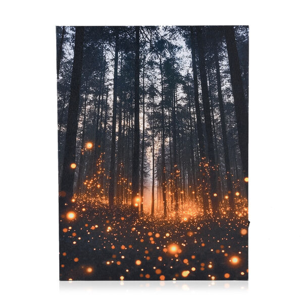 LIVMORE Stadt Skyline Nacht Motiv LED Wandbild mit Glasfaser Lichteffekt 30 x 40 cm