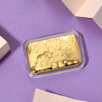 EXKLUSIVES GESCHENK - 999er Goldfolie, b&auml;r mit rosen, 10mg
