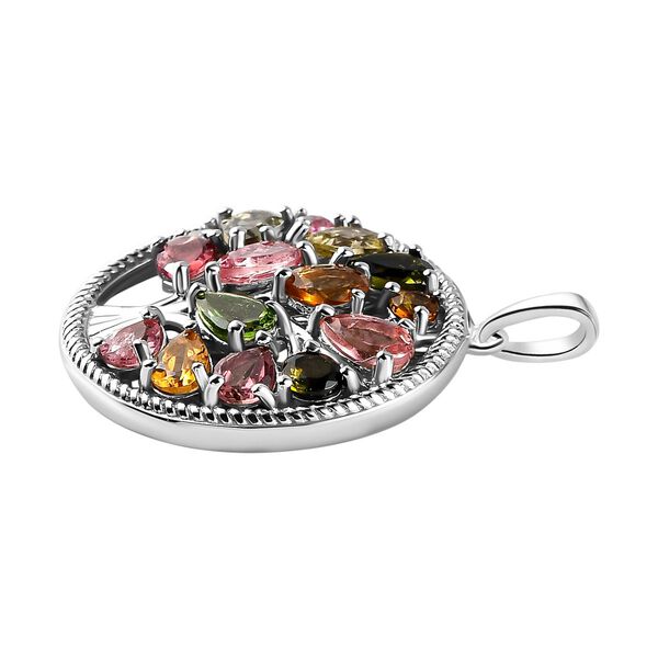 Nat&uuml;rlicher Mehrfach-Turmalin Lebensbaum-Anh&auml;nger, 925 Silber platiniert, 2,10 ct. image number 4