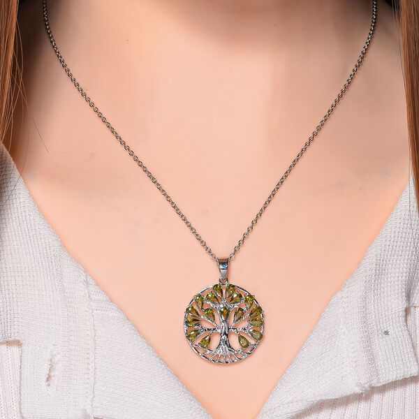 Gr&uuml;ne Zirkonia Halskette, ca. 50 cm, Silberton image number 2