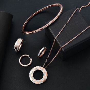 Wei&szlig;es Diamant-Schmuckset, Ros&eacute;goldton - 0,11 ct.