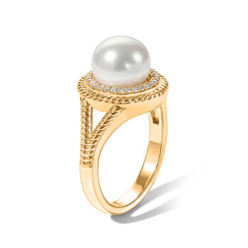 EVER TRUE S&uuml;&szlig;wasser Perle (9-9.5 mm), Wei&szlig;er Zirkon Ring 950 Kupfer (Gr&ouml;&szlig;e 20.00)