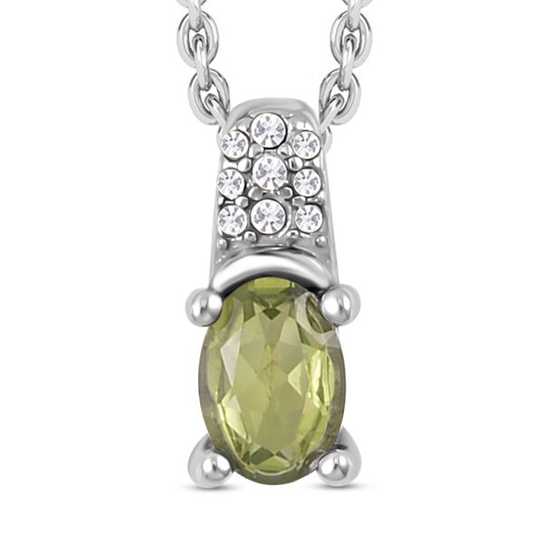 3er Set - Natürlicher Peridot-Anhänger mit Kette und Ring, Edelstahl, ca. 0.60 ct image number 6
