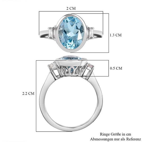 Himmelblauer Topas und Zirkon Ring - 3,14 ct. image number 6