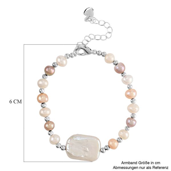 Mehrfarbiges Süßwasserperle 15,85+3,5cm Armband image number 6
