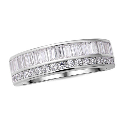 Lustro Stella - Wei&szlig;er Zirkonia-Ring, 925 Silber rhodiniert (Gr&ouml;&szlig;e 20.00) ca. 2,06 ct