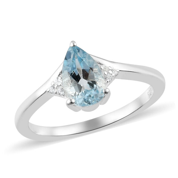 Himmelblauer Topas und Zirkon-Ring - 1,03 ct. image number 4