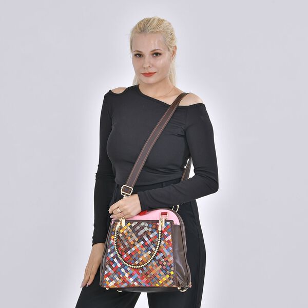 Chaos by Elsie - 100% Echtleder gewebter Tasche mit RFID-Schutz, 31x28x12 cm image number 2