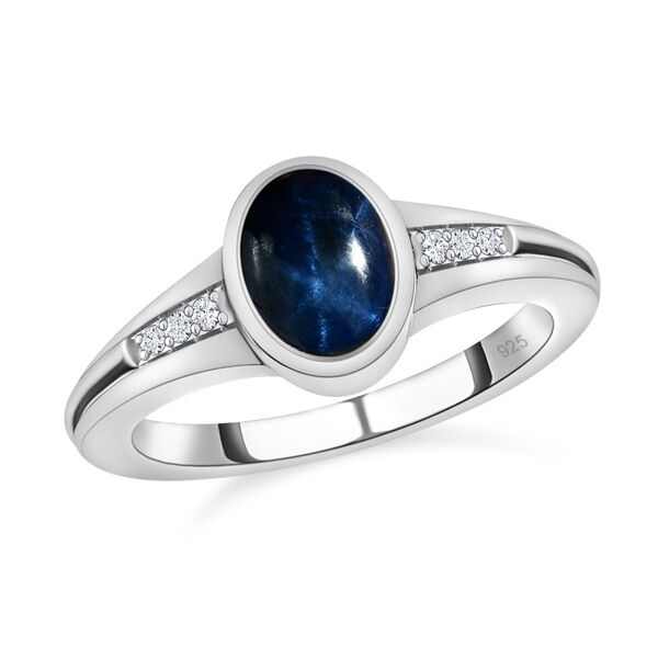 Blauer Sternsaphir und Zirkon-Ring - 2,02 ct. image number 4