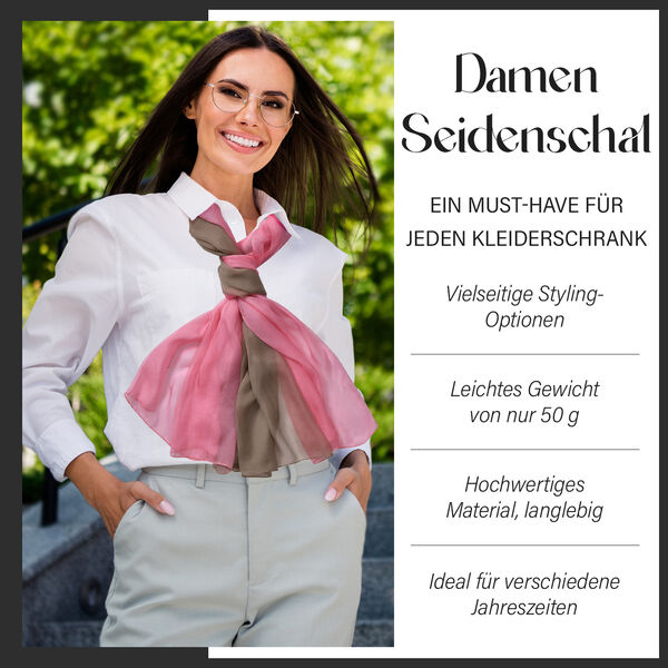 LA MAREY Ombre Chiffon Schal aus Seide, Pink image number 2