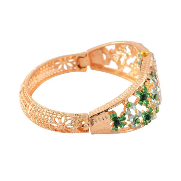 STRADA Blumenzauber Bangleuhr mit PC21S Japanischem Uhrwerk, weißen Kristallen und reinem Edelstahl, Neongrün image number 6