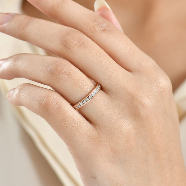 LUXURIANT SGL zertifizierter VS-EF Labor Diamant Ring, 925 Silber 750 Ros&eacute;gold Vermeil - 0,99 ct. image number 3