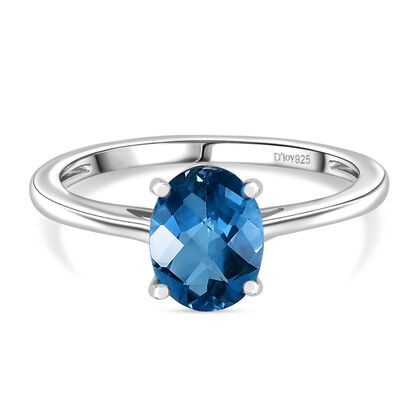 London Blau Topas Ring 925 Silber rhodiniert (Gr&ouml;&szlig;e 20.00) ca. 1,47 ct