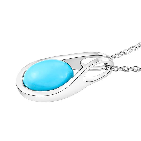 Amerikanischer, nat&uuml;rlicher Sleeping Beauty T&uuml;rkis-Solit&auml;r-Anh&auml;nger mit Kette in Silber, 1,16 ct. image number 4