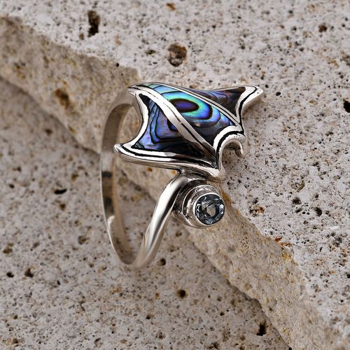 Royal Bali Kollektion- Abalone Muschel und himmelblauer Topas-Ring - 0,33 ct. image number 1