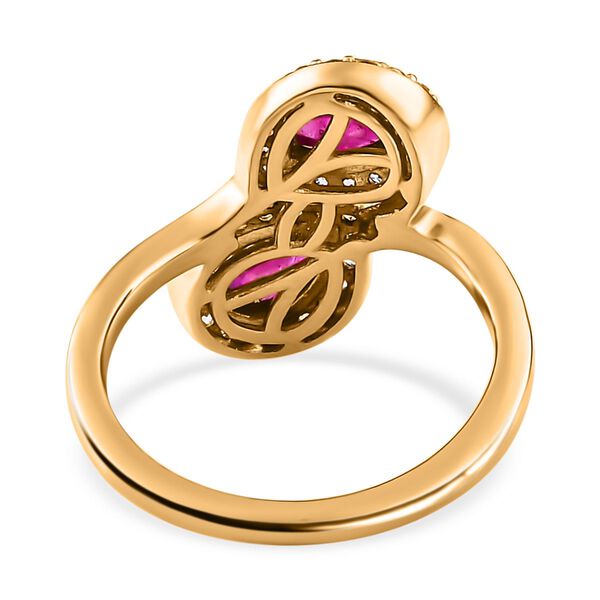 Afrikanischer Rubin (Fissure gef&uuml;llt) und wei&szlig;er Zirkon-Ring, 925 Silber vergoldet (Gr&ouml;&szlig;e 17.00) ca. 1.60 ct image number 6