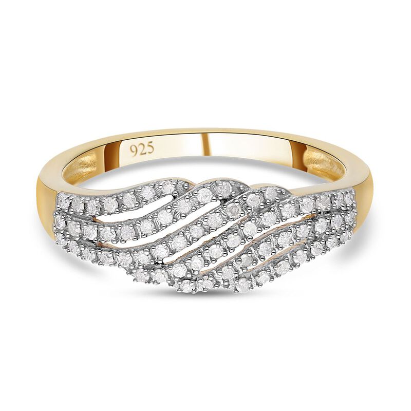 Weißer Diamant Ring, 925 Silber Gelbgold Vermeil (Größe 16.00) ca. 0.33 ct image number 0