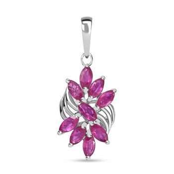 Afrikanischer Rubin (Fissure gef&uuml;llt) Anh&auml;nger 925 Silber rhodiniert ca. 1.78 ct