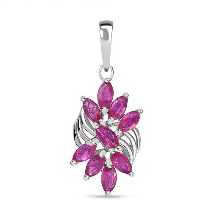 Afrikanischer Rubin (Fissure gef&uuml;llt) Anh&auml;nger 925 Silber rhodiniert ca. 1.78 ct