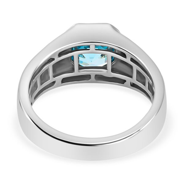 AAA Kambodschanischer blauer Zirkon Asscher Schnitt Herren Ring 925 Silber Platin-Überzug image number 5