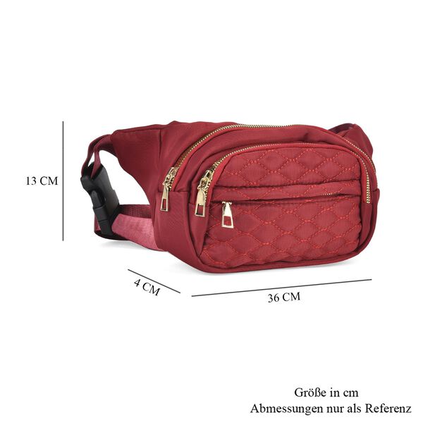 Multifunktionale RFID-geschützte Nylon Gürteltasche mit Schnellverschluss, 36x4x13cm, Burgund image number 8