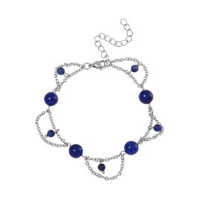 Lapislazuli Armband ca. 19 cm Reiner Edelstahl ca. 20.00 ct