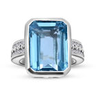 Himmelblauer Topas und Zirkon-Ring, 925 Silber platiniert (Größe 16.00) ca. 10.38 ct