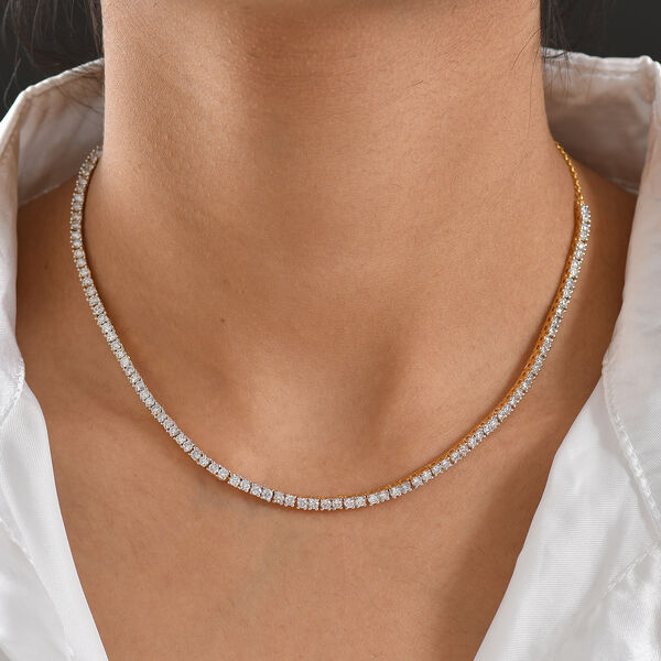 LUXURIANT VS-EF Labor Diamant 50cm Halskette, 925 Silber 750 Gelbgold Vermeil - 4,14 ct. image number 3