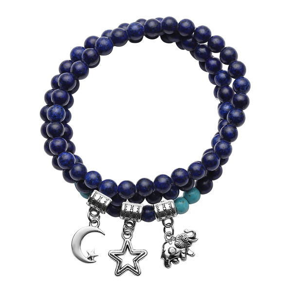 3er- Set blaues Howlit und Lapislazuli-Armband, ca. 18 cm, ca. 183,50 ct