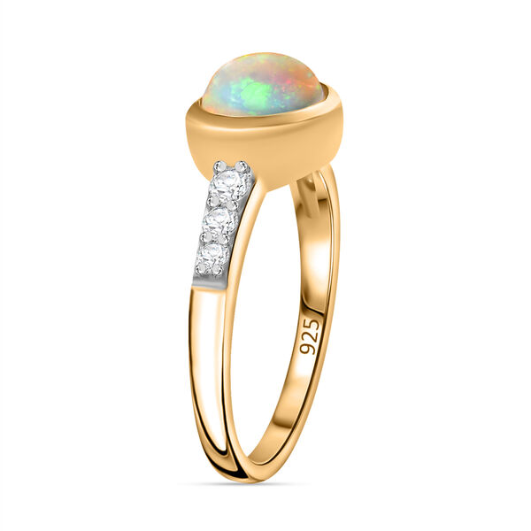 Nat&uuml;rlicher, &auml;thiopischer Welo Opal und Zirkon-Ring, 925 Silber vergoldet - 1,46 ct. image number 5