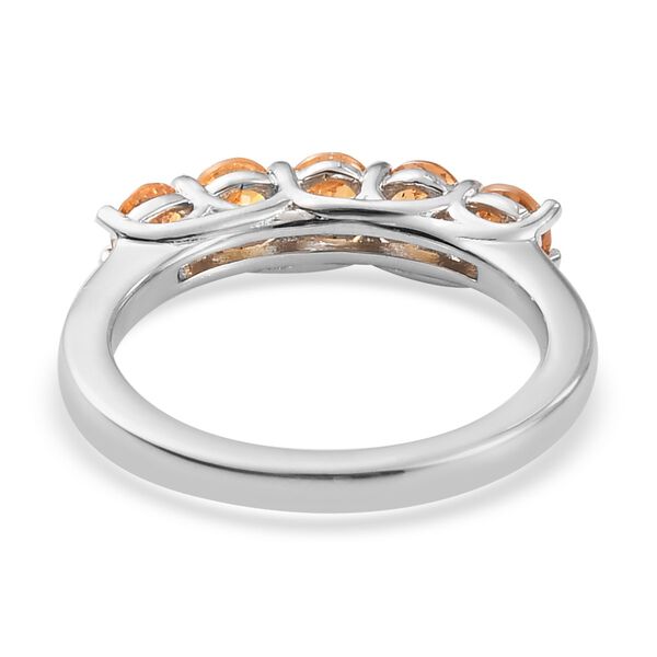 Spessartin Granat 5 Stein Ring 925 Silber Platin-Überzug image number 6
