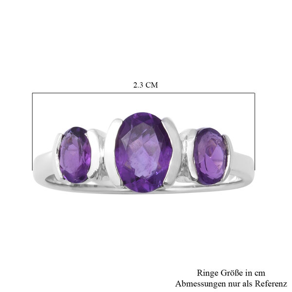 Lusaka Amethyst 3 Stein Ring 925 Silber Platin-Überzug image number 5