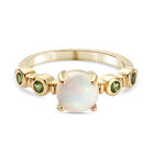 Natürlicher Äthiopischer Opal und Natürlicher Chromdiopsid Ring 925 Silber vergoldet (Größe 20.00) ca. 1,17 ct