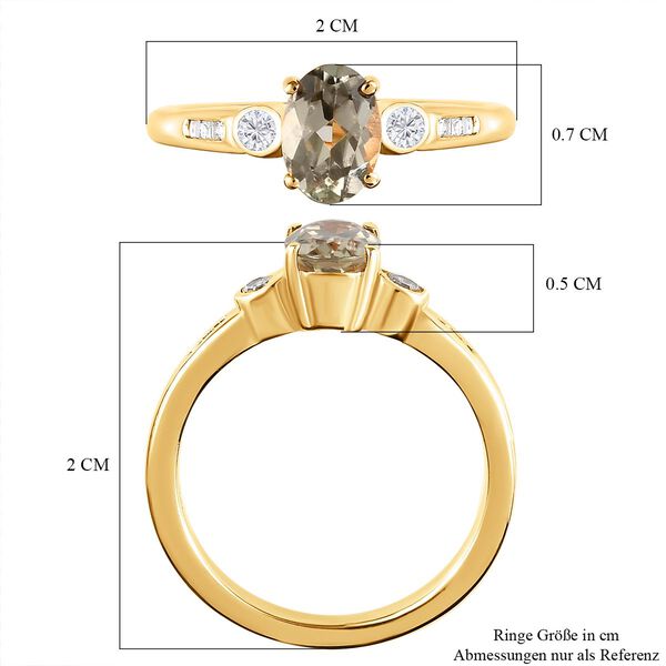 AAA Turkizit und wei&szlig;er Diamant Ring, 925 Silber Gelbgold Vermeil  ca. 0,93 ct image number 7
