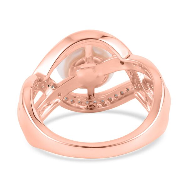 Pfirsich-S&uuml;&szlig;wasser Perle (10-11 mm), Wei&szlig;er Zirkonia Ring Nickelfreies Messing (Gr&ouml;&szlig;e 18.00) image number 6