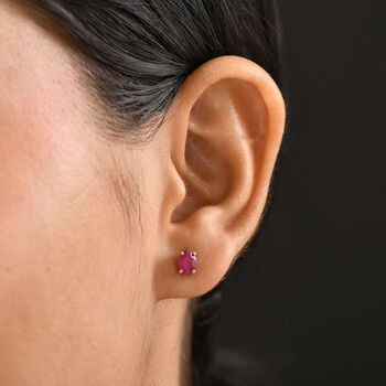 Afrikanischer Rubin (Fissure gef&uuml;llt) Ohrringe 925 Silber vergoldet ca. 1.36 ct