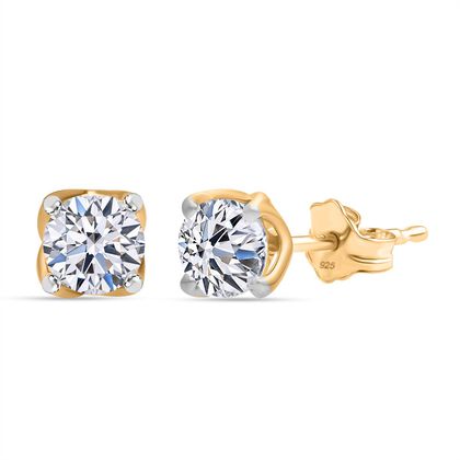 LUXURIANT DIAMOND - Lab Grown Diamant VS-EF SGL zertifiziert Ohrringe 925 Silber Gelbgold Vermeil ca. 0,50 ct.