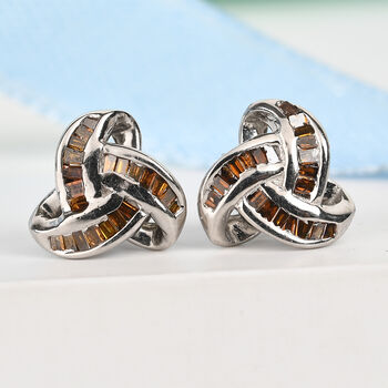 Liebesknoten rote Diamant-Ohrstecker, 925 Silber platiniert - 0,25 ct.