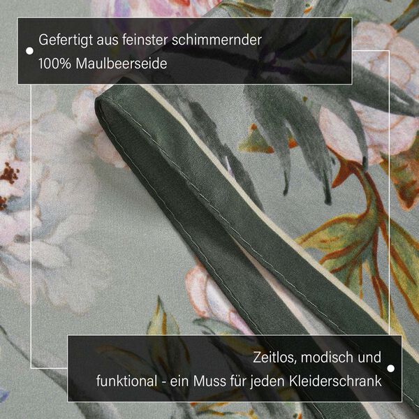 LA MAREY: Premium Selection - 100% Maulbeerenseiden-Halstuch mit P&auml;onien Druck, 35 x 150 cm, P&auml;onien image number 3