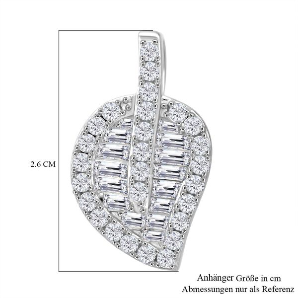 LUSTRO STELLA - Weißer Zirkonia Blatt Anhänger 925 Silber rhodiniert image number 5