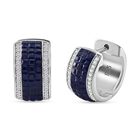 JCK Vegas Designer Schmuck Blauer-Saphir-Farbener Zirkonia, Weißer Zirkonia Ohrringe 925 Silber rhodiniert