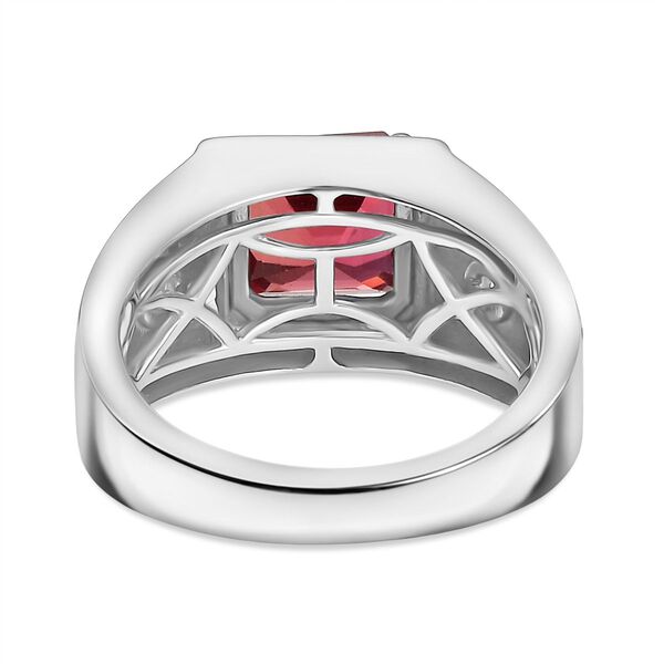 Lab Grown Padparadscha-Saphir , Lab Grown Diamant Ring 925 Silber rhodiniert (Größe 17.00) ca. 3.27 ct image number 6