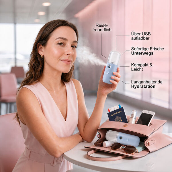 LIVMORE Mini-Nano-Feuchtigkeitsspray, wiederaufladbar, 20ml, Blau image number 5