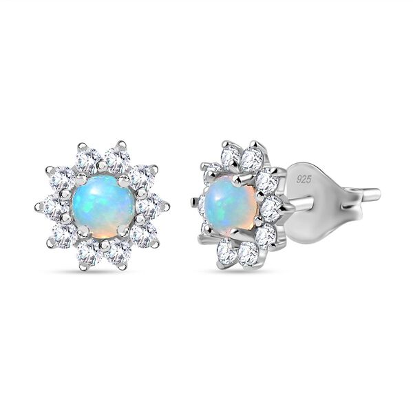 Natürliche, äthiopische Welo Opal und Zirkon-Ohrstecker - 1 ct. image number 0