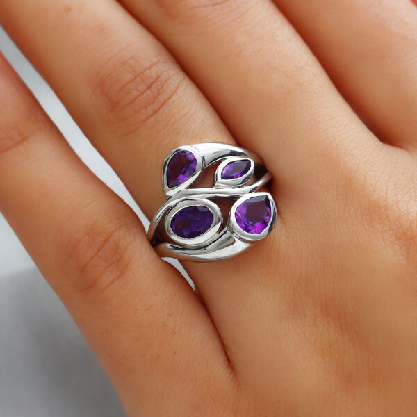 Afrikanischer Amethyst Ring Messing platiniert  ca. 1,74 ct image number 3