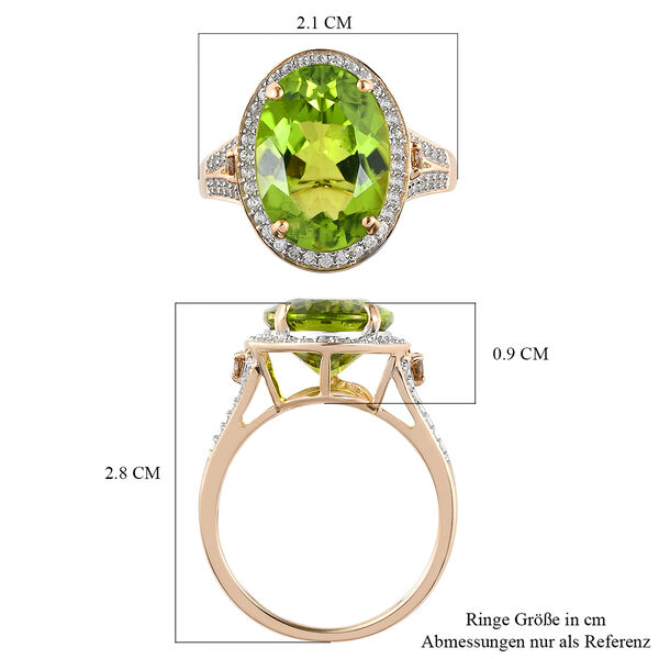 AA nat&uuml;rlicher Peridot, Champagner Diamant und Zirkon-Ring, 375 Gelbgold  ca. 6,19 ct image number 7