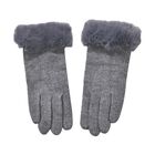 Kaschmirhandschuhe mit superweichem Mikroplüschfutter, Pelzbündchen und Touchscreen-kompatibel, Grau